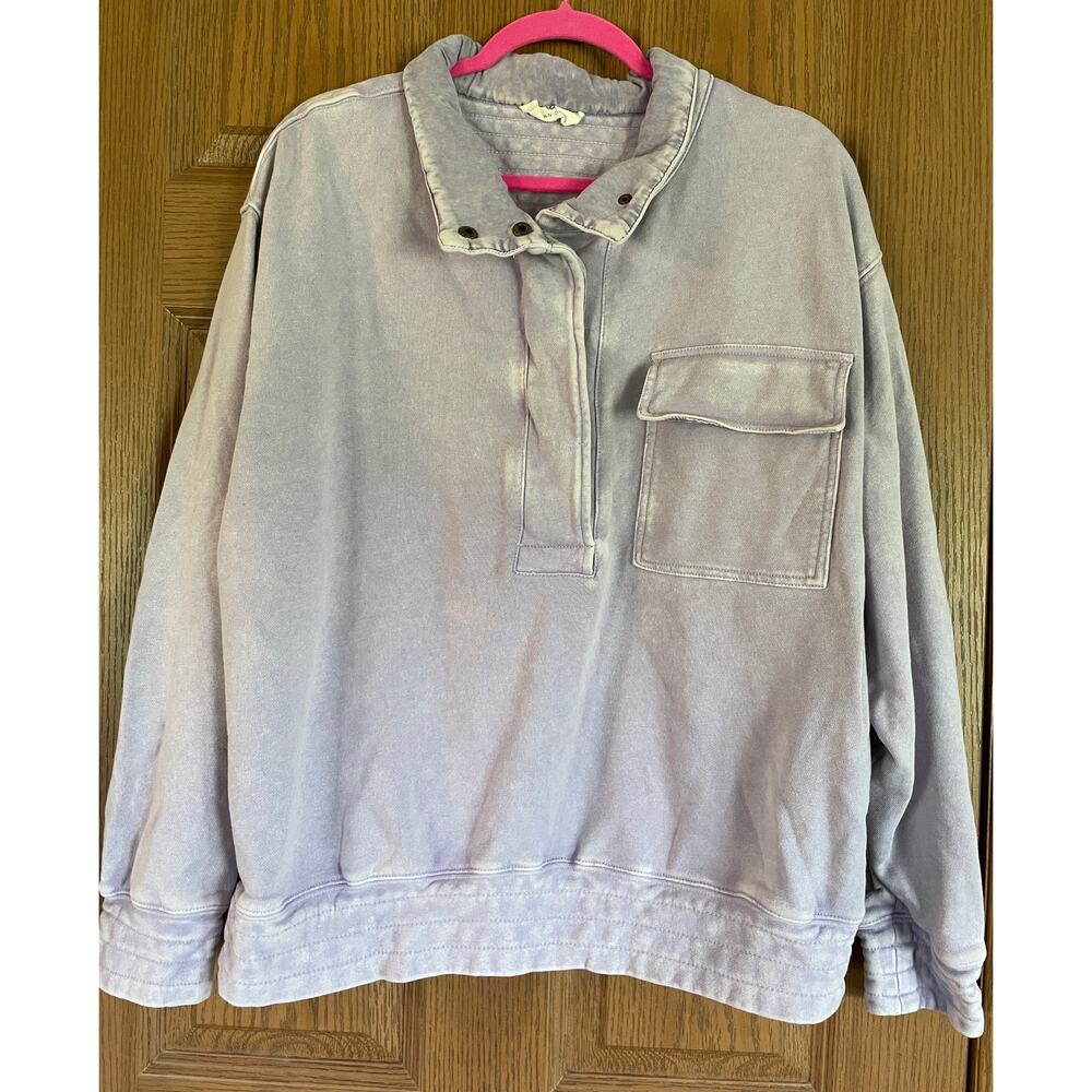 Urban Daisy Lavender Mineral Wash Half Snap Collared Oversized PTP 27.5” Cotton